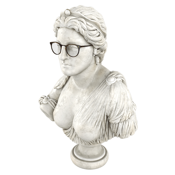 Standbeeld met bril